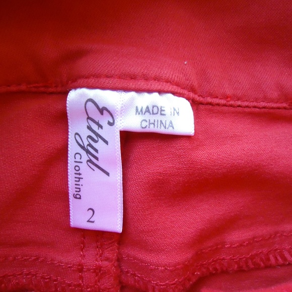 Ethyl Clothing Women's Red Stretch Denim Jeans Size-2 - Picture 7 of 8